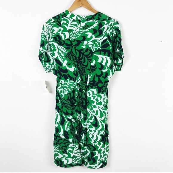 Taylor Green & Blue Floral Pleated Dolman Dress Size 2 - Picture 5 of 5